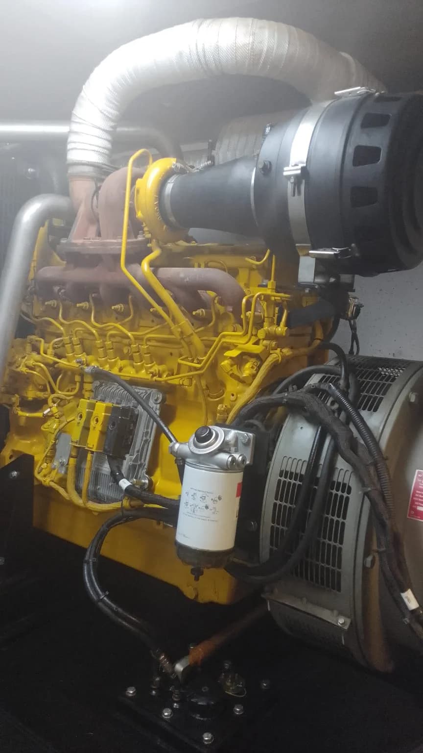 Diesel generator engine undergoing inspection and service